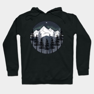 Mountain and Northern Lights Landscape Design Hoodie